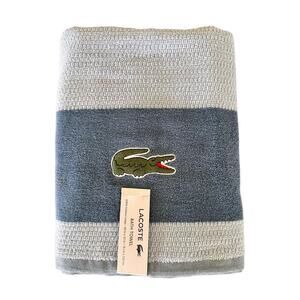 NEW Lacoste Towel 100% Cotton 30"x52" Big Crocodile Logo Blue Bath Spa Beach